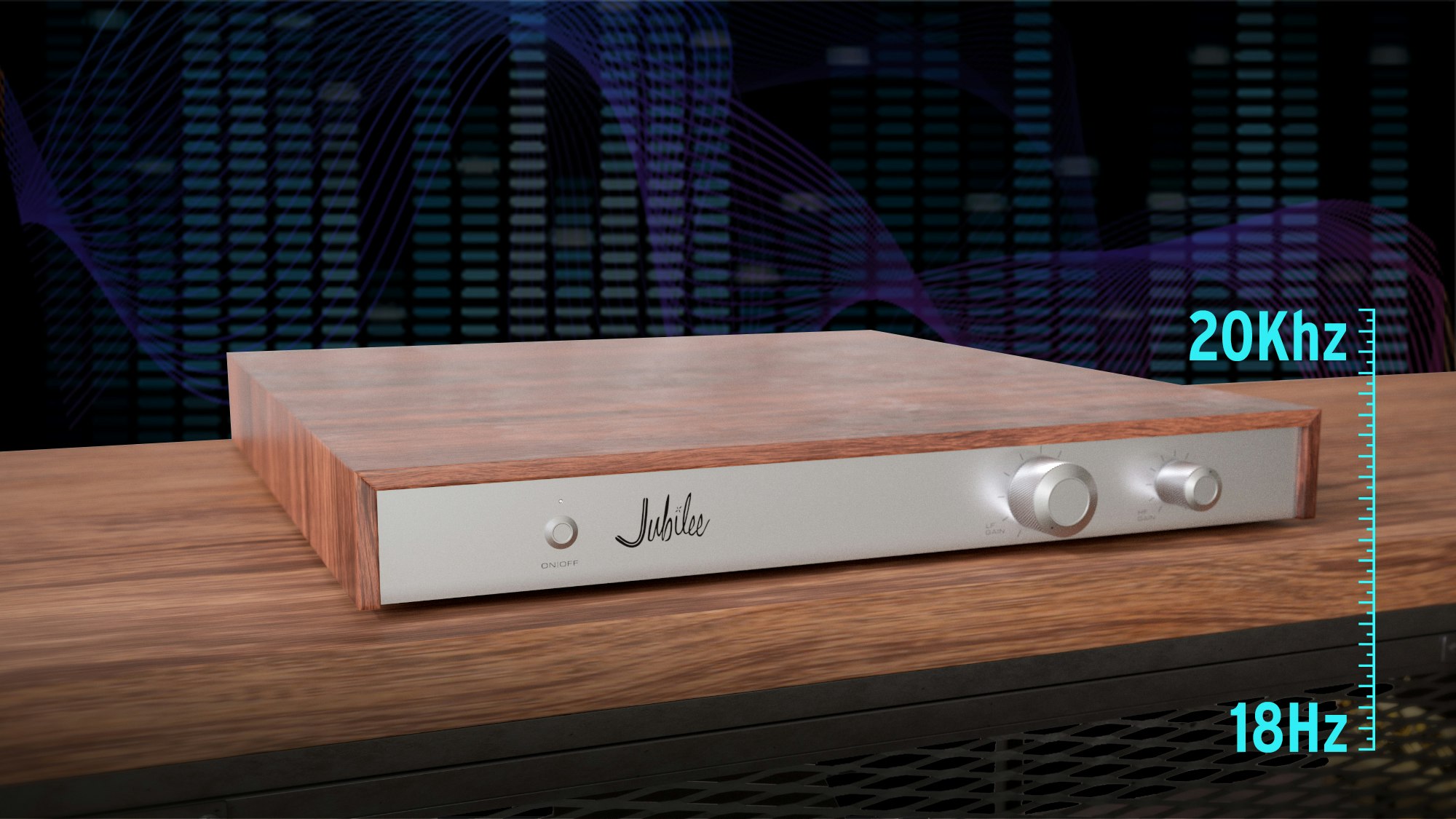 Jubilee Active Crossover with a graphical depiction of frequency range